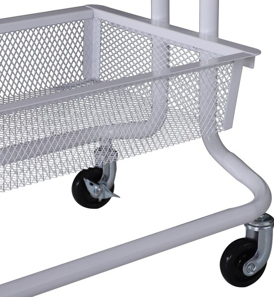 Carrello da Cucina Multiuso Salvaspazio 3 Livelli in Acciaio a Rete Bianco 47x38.5x89 cm