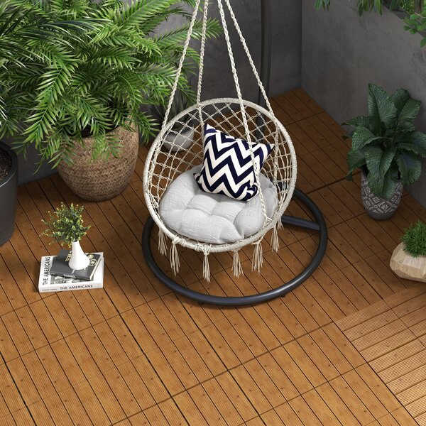Outsunny Piastrelle per terrazza - caillebotis - Set di 12 pezzi, Superficie Massima 1,08 m²- incastrabili, Installazione molto Semplice