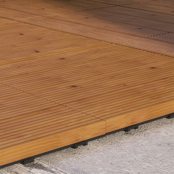 Outsunny Piastrelle per terrazza - caillebotis - Set di 12 pezzi, Superficie Massima 1,08 m²- incastrabili, Installazione molto Semplice