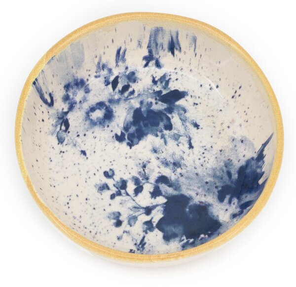 Piatto fondo Indigo in stoneware beige blu cm 20
