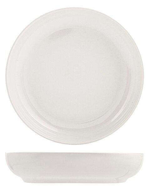Set 12 piatti fondi Stoccolma in stoneware bianco cm 22