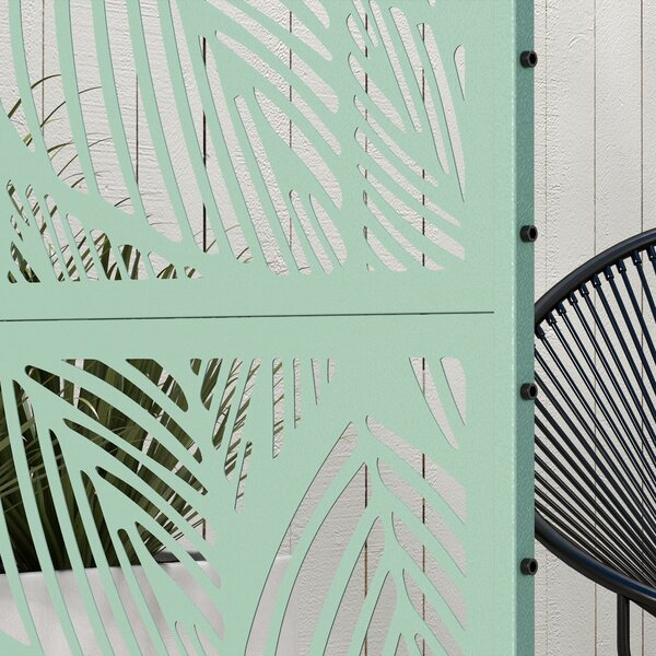Outsunny Pannello brise vue decorativo paravento per esterni verde a motivo vegetale in metallo - 122 x 45 x 198 cm, verde