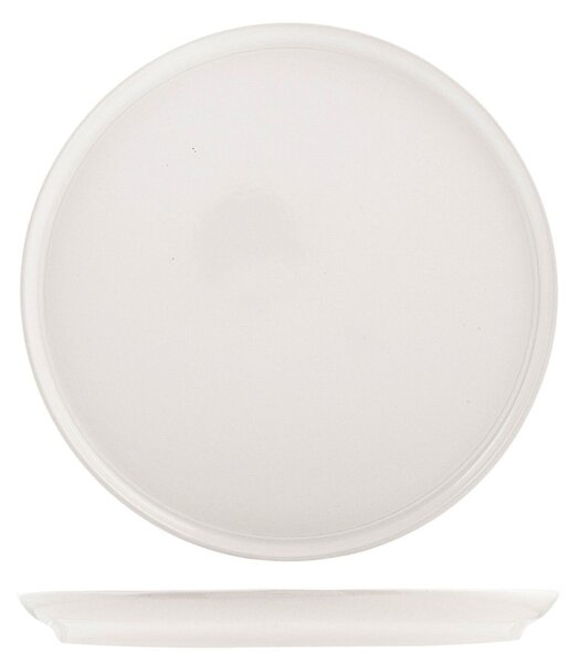 Set 12 piatti piani Stoccolma in stoneware bianco cm 28