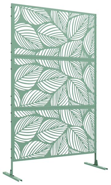 Outsunny Pannello brise vue decorativo paravento per esterni verde a motivo vegetale in metallo - 122 x 45 x 198 cm, verde