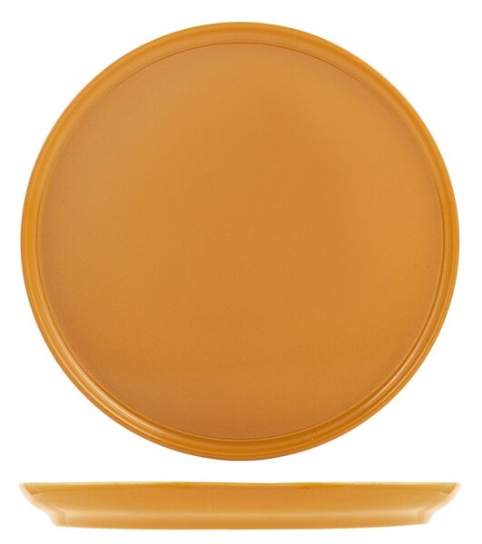 Set 12 piatti piani Stoccolma in stoneware ocra cm 28