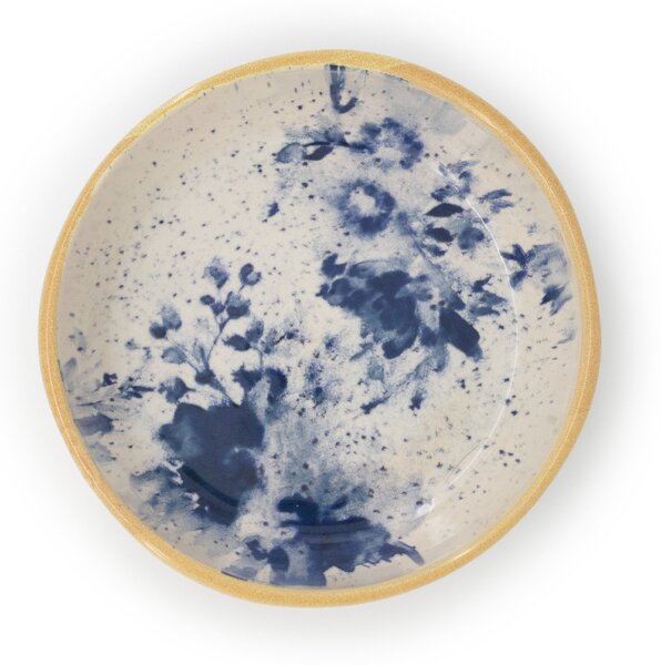 Piatto fondo Indigo in stoneware beige blu cm 20
