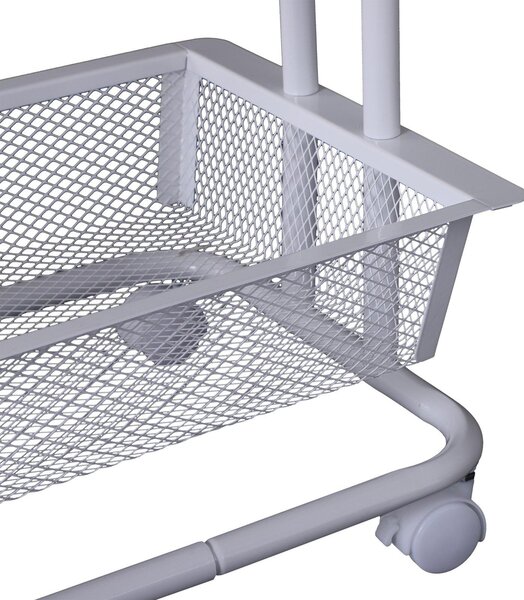 Carrello da Cucina Multiuso Salvaspazio 3 Livelli in Acciaio a Rete Bianco 40x30x79 cm
