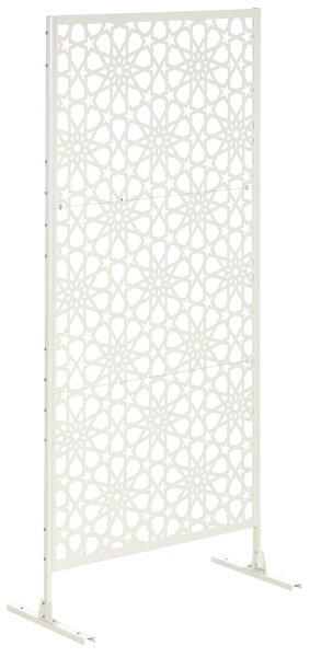 Outsunny Pannello frangivista decorativo esterno bianco con motivo in metallo - 92 x 45 x 198 cm