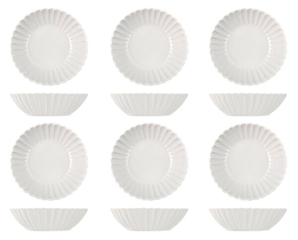 Set 6 piatti fondi Lotus in stoneware bianco cm 18
