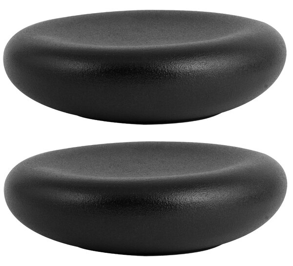 Set 2 piatti sasso Skin in porcellana nera cm 17,5x5,5h