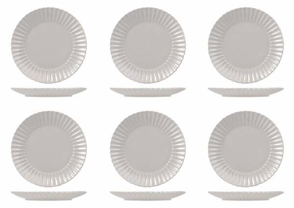 Set 6 piatti frutta Lotus in stoneware grigio cm 21