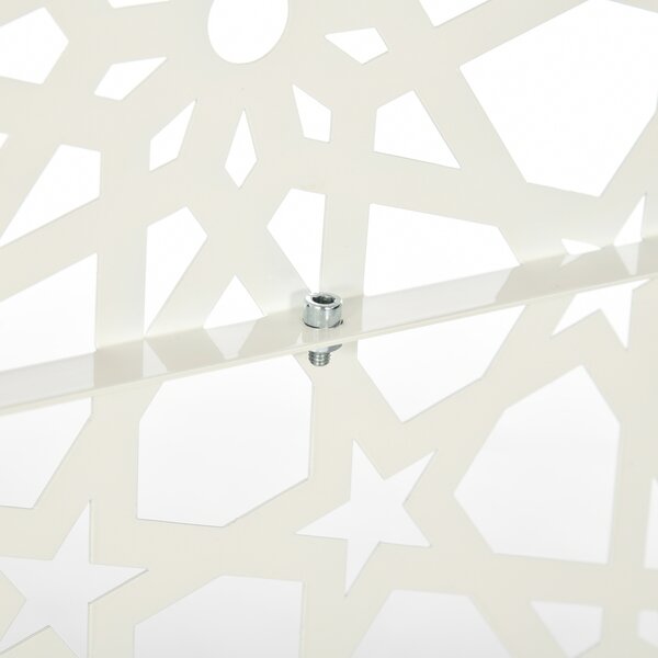 Outsunny Pannello frangivista decorativo esterno bianco con motivo in metallo - 92 x 45 x 198 cm