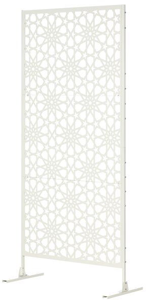 Outsunny Pannello frangivista decorativo esterno bianco con motivo in metallo - 92 x 45 x 198 cm