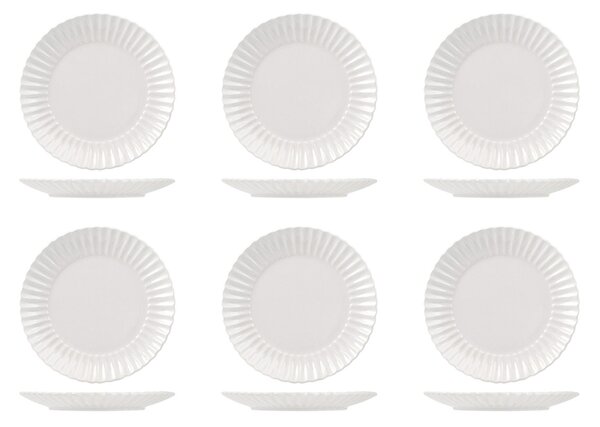 Set 6 piatti frutta Lotus in stoneware bianco cm 21