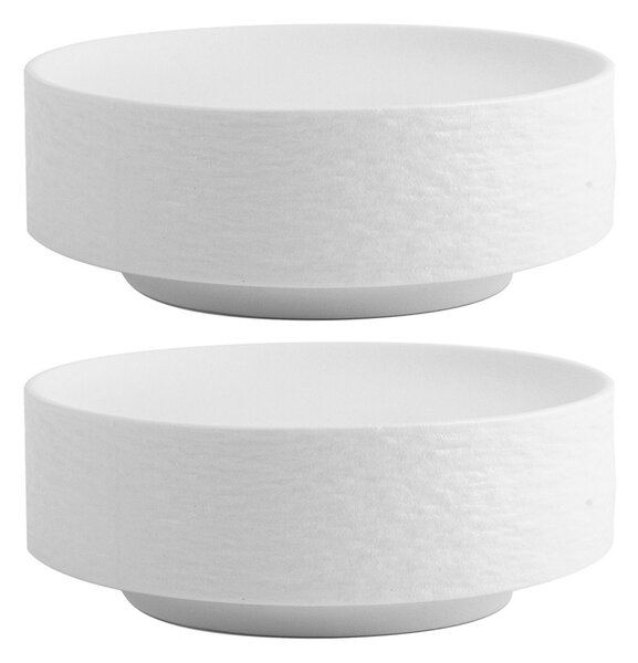 Set 2 alzate basse Skin in porcellana bianca cm 15x6h