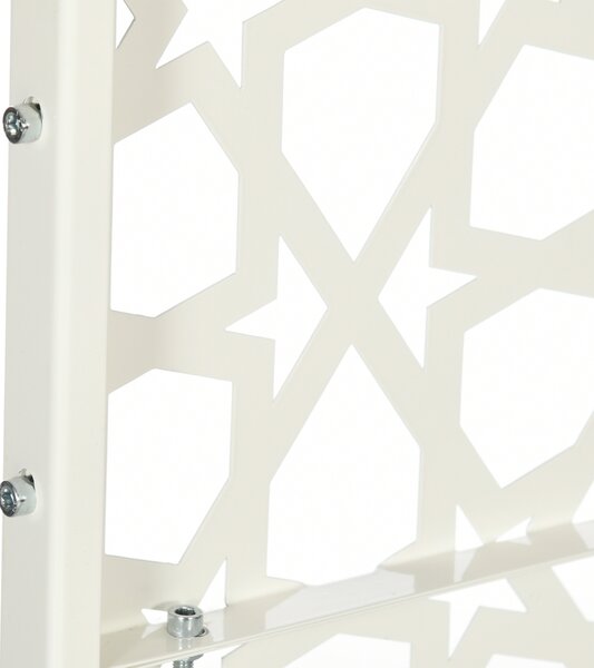 Outsunny Pannello frangivista decorativo esterno bianco con motivo in metallo - 92 x 45 x 198 cm