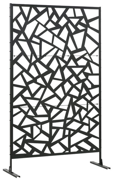 Outsunny Pannello schermo balcone decorativo esterno con motivo geometrico forato in acciaio 122 x 45 x 198 cm nero