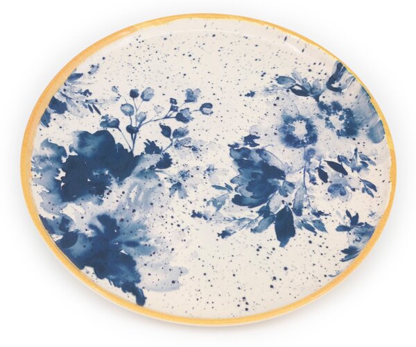 Piatto frutta Indigo in stoneware beige blu cm 21