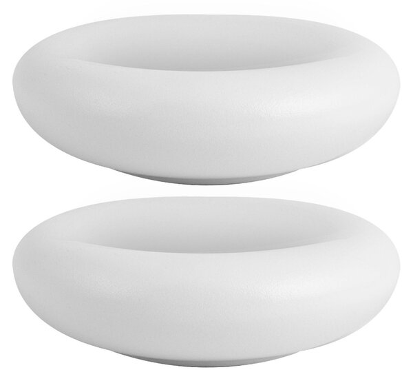 Set 2 piatti sasso Skin in porcellana bianca cm 17,5x5,5h