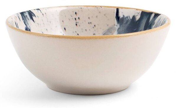 Coppetta tonda Indigo in stoneware beige blu cm 10