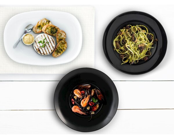 Confezione 6 piatti pasta Premiere in vetro opale nero cm 28