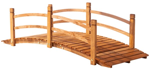 Outsunny Ponte da Giardino in Legno Decorazione del Giardino dim. 185L x 72l x 58H cm con Parapetto - Legno di Abete - Arancione