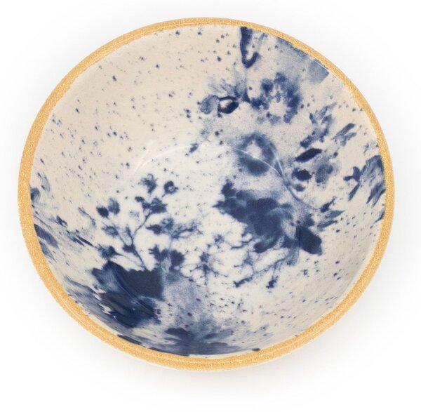 Coppetta tonda Indigo in stoneware beige blu cm 10