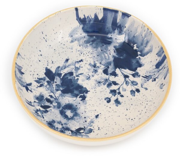 Insalatiera Indigo in stoneware beige blu cm 16