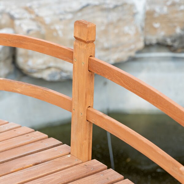 Outsunny Ponte da Giardino in Legno Decorazione del Giardino dim. 185L x 72l x 58H cm con Parapetto - Legno di Abete - Arancione