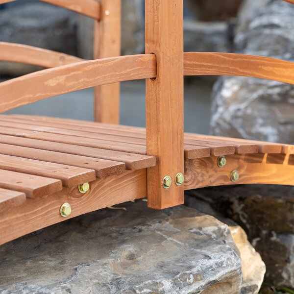 Outsunny Ponte da Giardino in Legno Decorazione del Giardino dim. 185L x 72l x 58H cm con Parapetto - Legno di Abete - Arancione