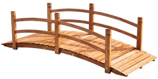 Outsunny Ponte da Giardino in Legno Decorazione del Giardino dim. 185L x 72l x 58H cm con Parapetto - Legno di Abete - Arancione