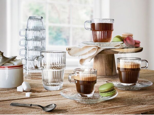 Set 6 piattini Barshine in vetro per tazze te-mug cm 14