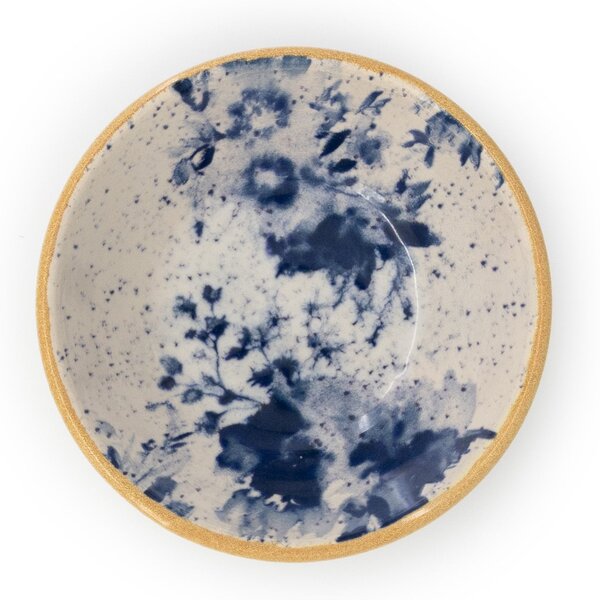 Coppetta tonda Indigo in stoneware beige blu cm 10