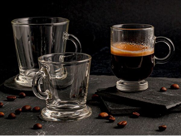 Set 6 tazze caffè Amsterdam in vetro trasparente cl 8
