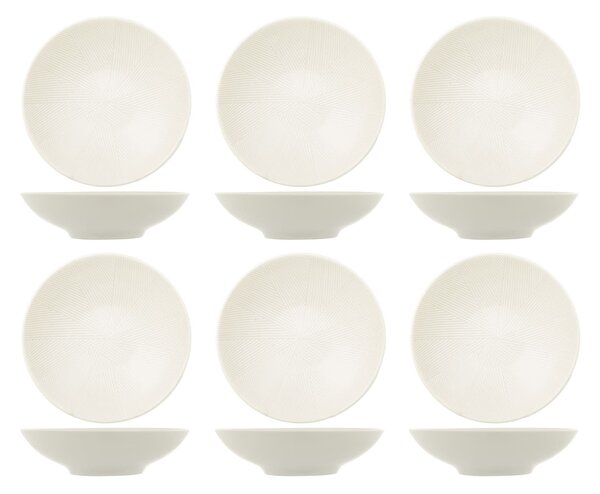 Set 6 piatti fondi Comb in stoneware bianco cm 19