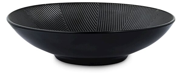 Set 6 piatti fondi Comb in stoneware nero cm 19