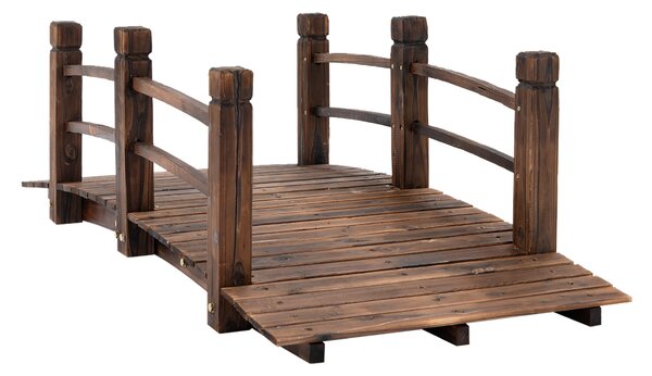 Outsunny Ponte da Giardino - Ponte per Laghetto - passerella in Legno - Decorazione Giardino dim. 152,5L x 67l x 48H cm - Legno di Abete trattato carbonizzazione