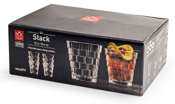 Confezione 6 bicchieri dof impilabili Stack in vetro eco-cristal cl 32