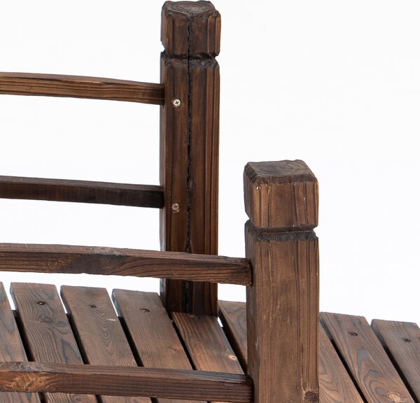 Outsunny Ponte da Giardino - Ponte per Laghetto - passerella in Legno - Decorazione Giardino dim. 152,5L x 67l x 48H cm - Legno di Abete trattato carbonizzazione