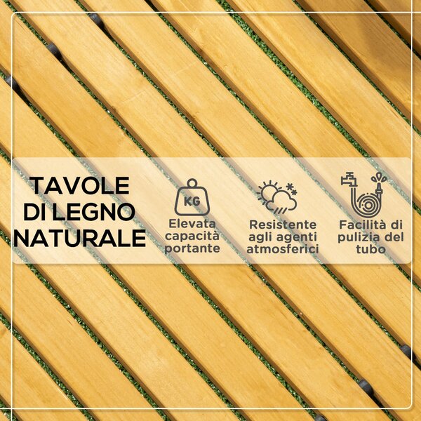 Outsunny Passerella per Giardino a Doghe Arrotolabili e Semi Flessibile, in Legno di Abete, 185x60 cm, Giallo | Aosom Italy