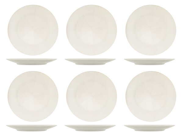 Set 6 piatti frutta Comb in stoneware bianco cm 20,5