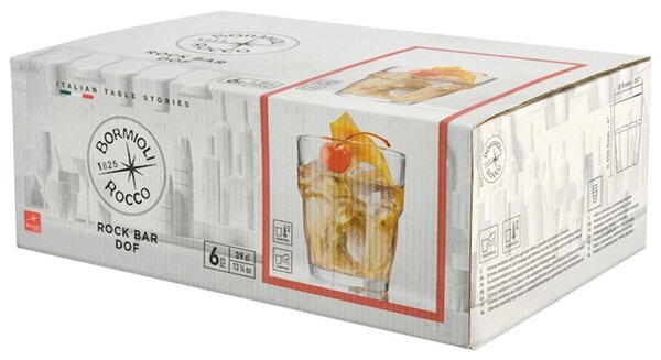 Confezione 6 bicchieri dof Rockbar in vetro trasparente cl 39