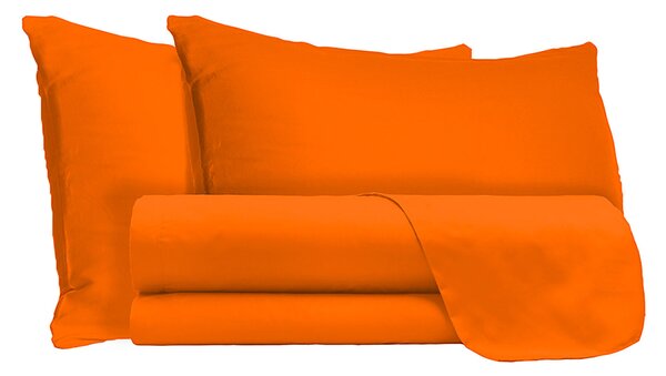 Set Lenzuola Matrimoniale Sopra Sotto e Federe Tinta Unita Arancio