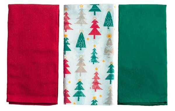 Cestino 3 strofinacci Forest in 50% cotone riciclato e 50% poliestere cm 50x70