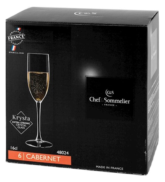 Confezione 6 calici flute Cabernet in vetro cl 16