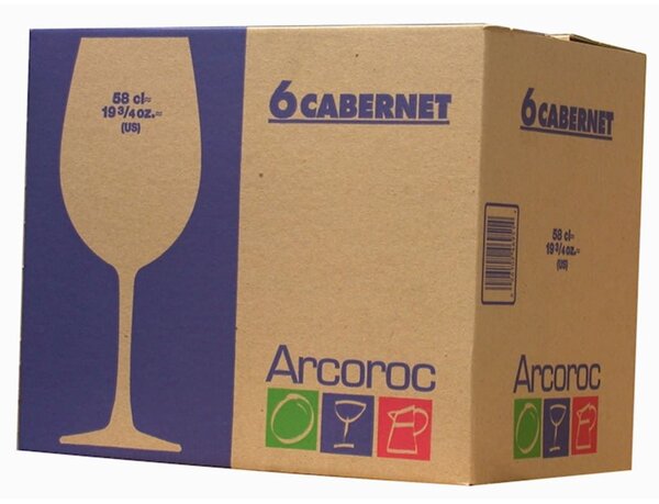 Confezione 6 calici ballon Cabernet in vetro trasparente cl 35