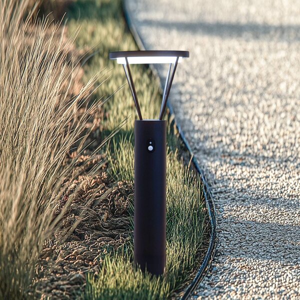 Lucande Lampada solare a LED per vialetto Elario, 80 cm, CCT, sensore Elario, Nero, Alluminio, Moderno, Lampade solari