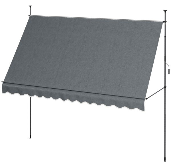 Outsunny Tendalino autoportante manuale retrattile 3,5L x 1,2l x 2,1-3H m inclinazione regolabile metallo alluminio poliestere grigio scuro
