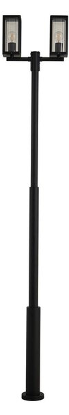 Lucande lampada da esterno Siveta, 240 cm, a 2 luci, nera, E27, IP65 Siveta Lucande, dimmerabile, Nero, Alluminio, Moderno