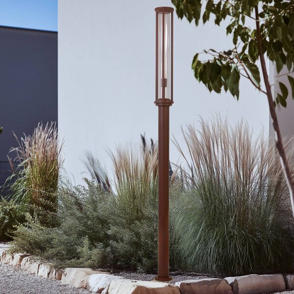 Lucande lampada da esterno Alivaro, color ruggine, 220 cm, E27, IP65 Alivaro Lucande, dimmerabile, Marrone / Ruggine, Alluminio, Moderno
